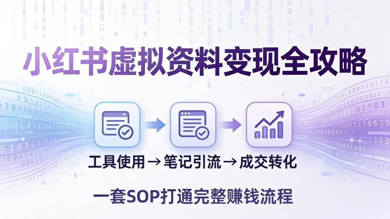 小红书虚拟资料变现全攻略：从工具使用到笔记引流成交，一套 SOP 打通完整赚钱流程-冒泡网