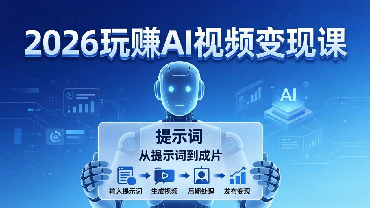 2026玩赚AI视频变现课：掌握 AI 视频全流程技能，从提示词到成片高效产出-冒泡网