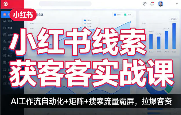 小红书线索获客实战课，AI工作流自动化+矩阵+搜索流量霸屏，拉爆客资-冒泡网