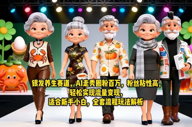 银发养生赛道，AI走秀圈粉百万，粉丝粘性高，轻松实现流量变现，适合新手小白，全套流程玩法解析-冒泡网