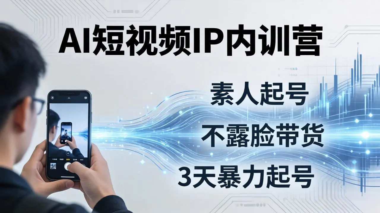 2026AI短视频IP内训营：从素人起号到不露脸带货，3天暴力起号全流程拆解-冒泡网