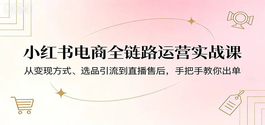 小红书电商全链路运营实战课：从变现方式、选品引流到直播售后，手把手教你出单-冒泡网