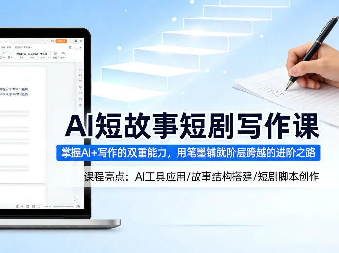 AI短故事短剧写作课，掌握AI+写作的双重能力，用笔墨铺就阶层跨越的进阶之路-冒泡网