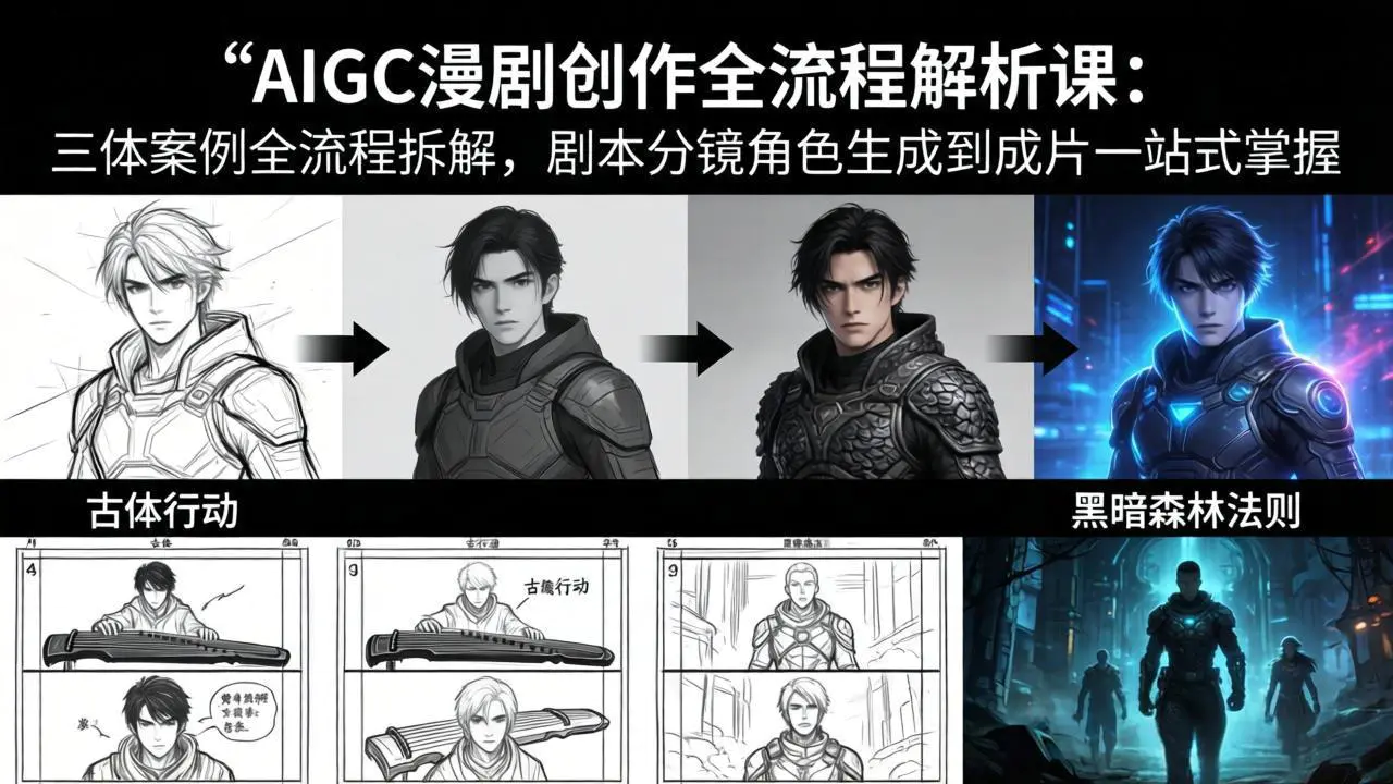 AIGC漫剧创作全流程解析课：三体案例全流程拆解，剧本分镜角色生成到成片一站式掌握-冒泡网