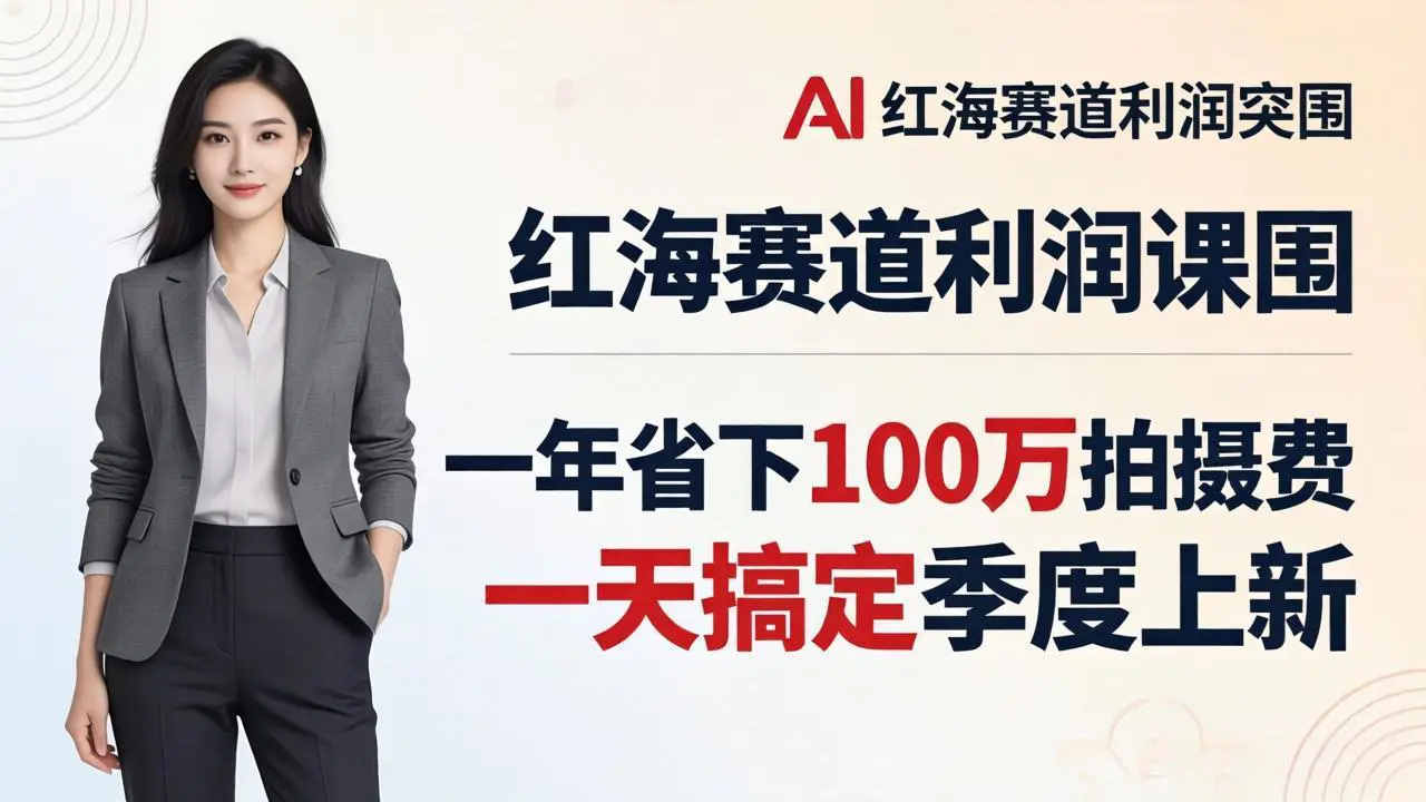 服装老板AI模特图课：一年省下100万拍摄费，一天搞定季度上新，红海赛道利润突围-冒泡网