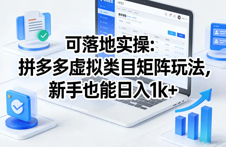 可落地实操：拼多多虚拟类目矩阵玩法，新手也能日入1k+【揭秘】-冒泡网