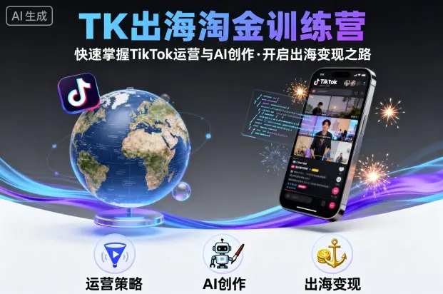 TK出海淘金训练营，助你快速掌握TikTok运营与AI创作，开启出海变现之路-冒泡网