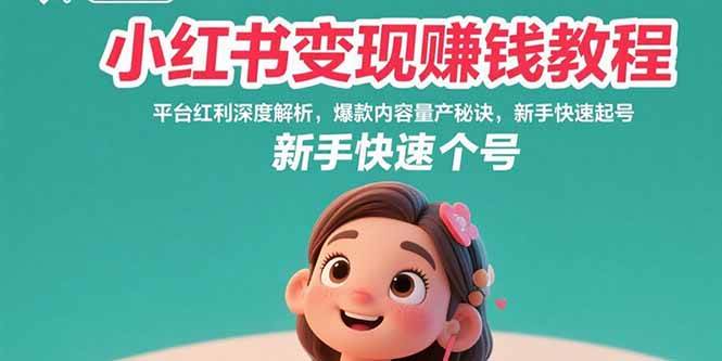 （15559期）小红书变现赚钱教程：平台红利深度解析，爆款内容量产秘诀，新手快速起号-冒泡网